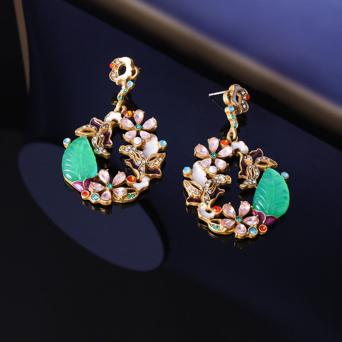 Light Luxury Distressed Earrings Artistic Advanced Diamond-embedded Resin Earrings