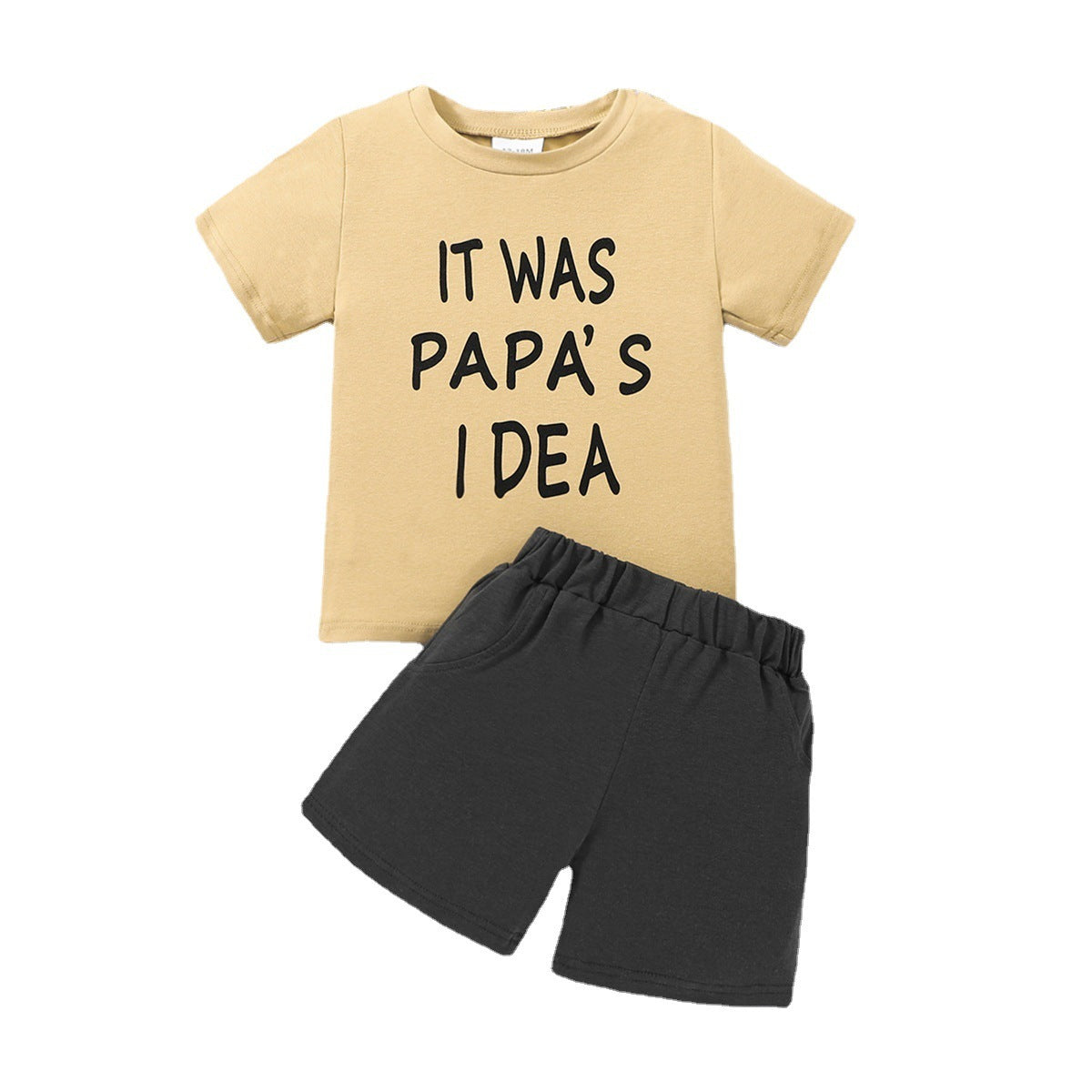 Letter Print Short-sleeve Solid Color Short Children's Clothing