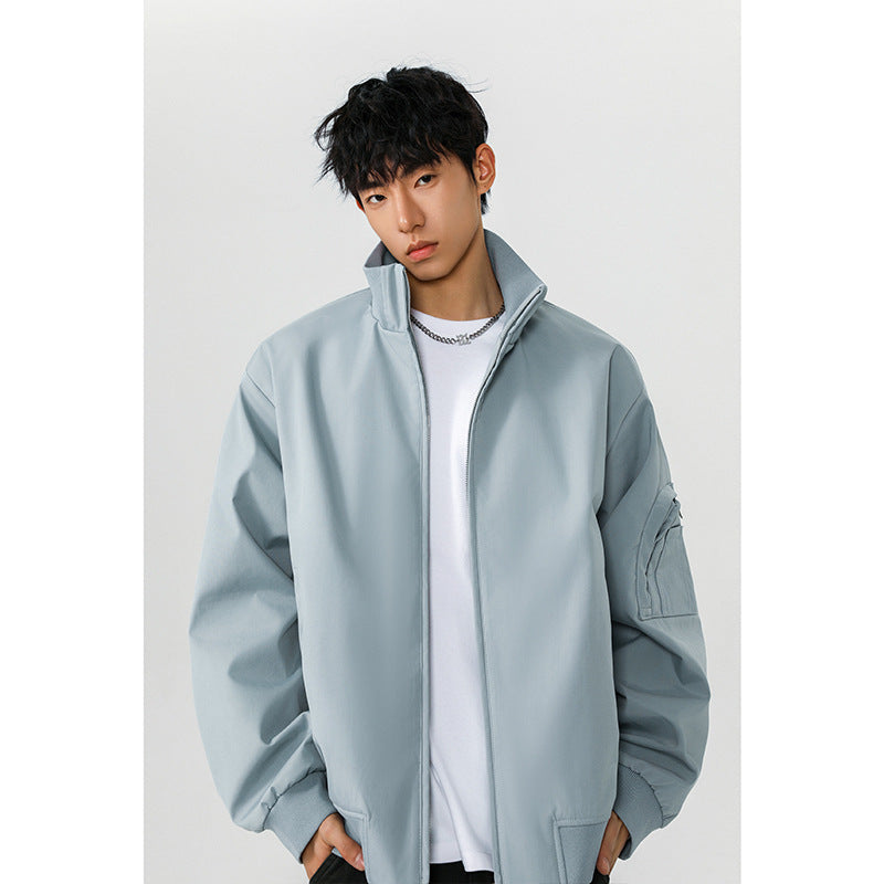 Men's Large Size Multi-pocket Short Flight Jacket