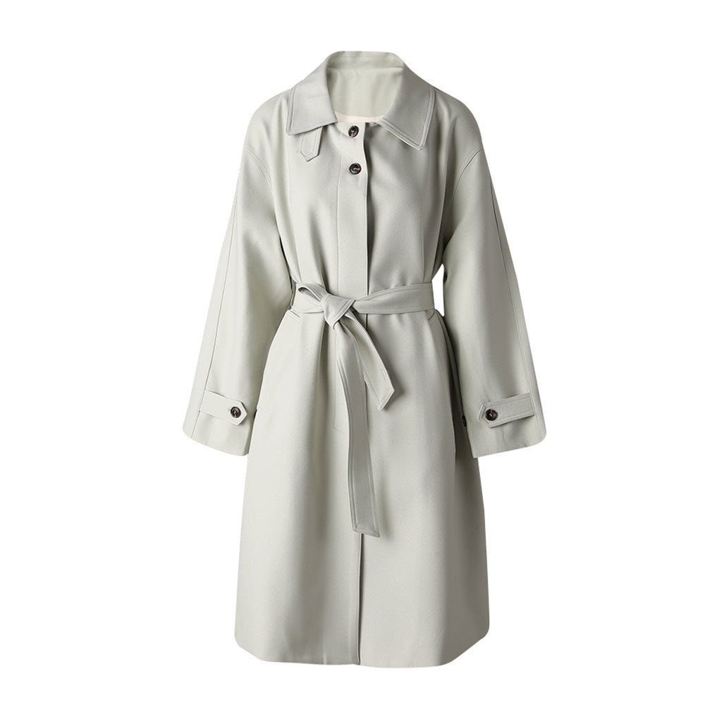 British Style Simple Graceful High-grade Lace-up Trench Coat