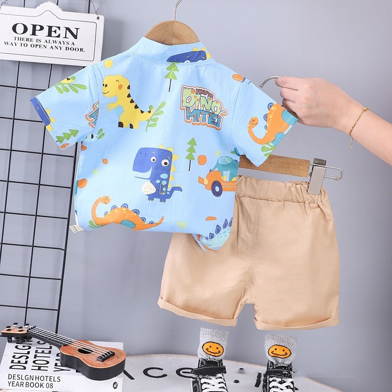 Children's Clothing Summer New Suit Children Cotton Clothes Baby Short Sleeve Shirt