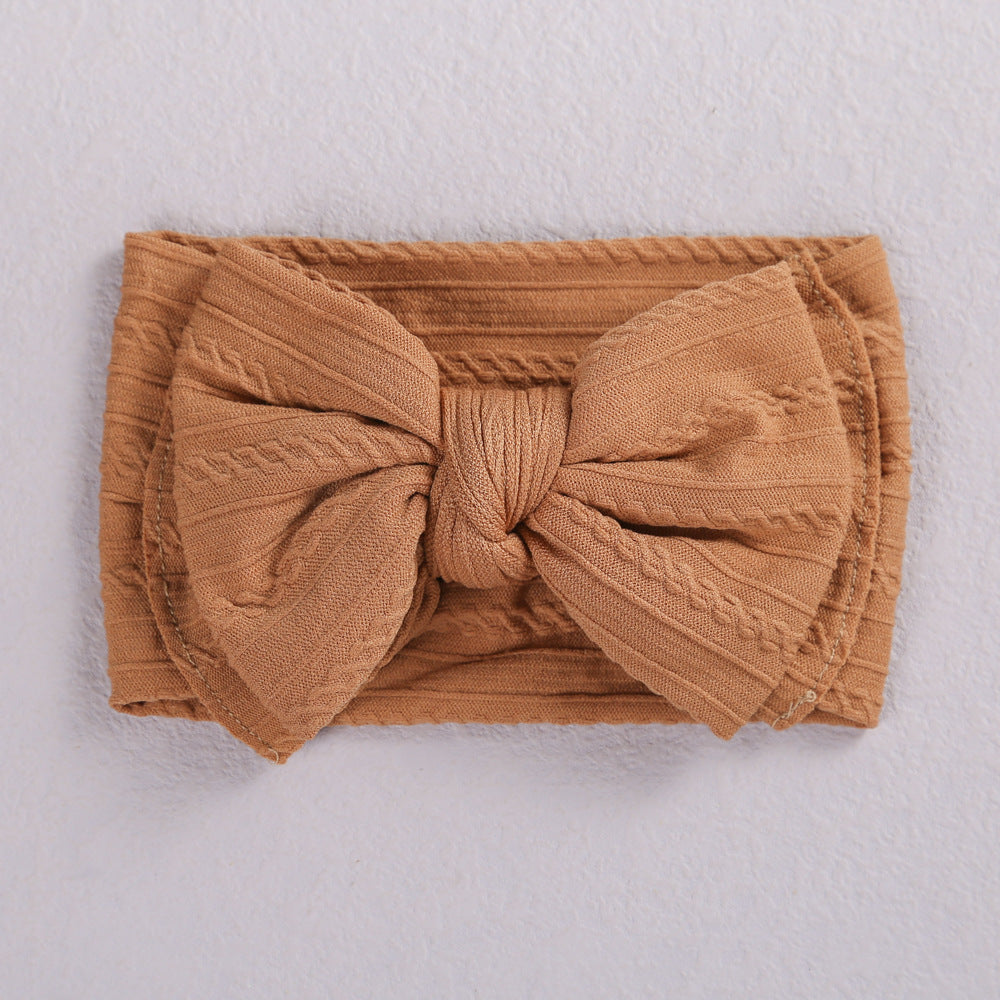 Children's Hair Accessories Jacquard Nylon Hair Band Double-layer Bow