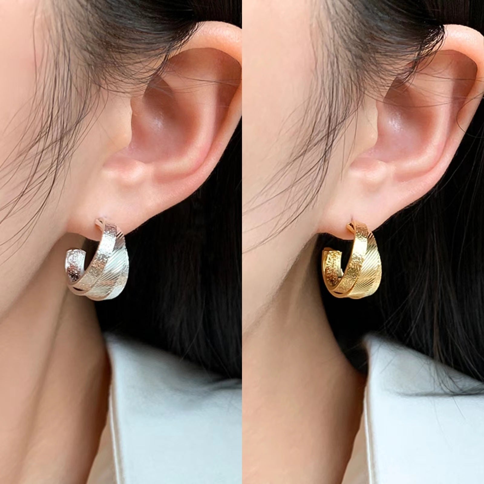 Gold And Silver Color Ear Ring Women's Earrings