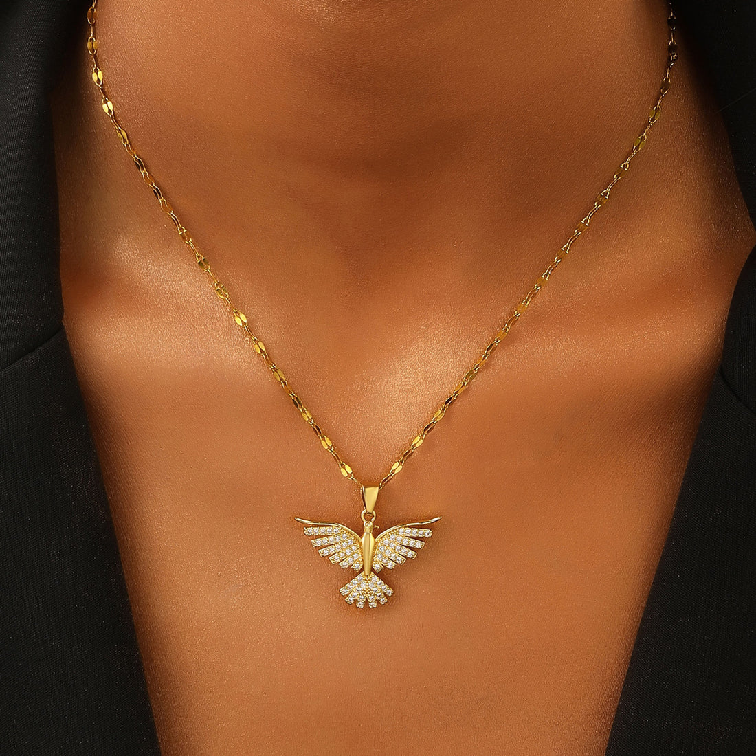 Necklace Women's Gold Inlaid Diamond Mesh Red