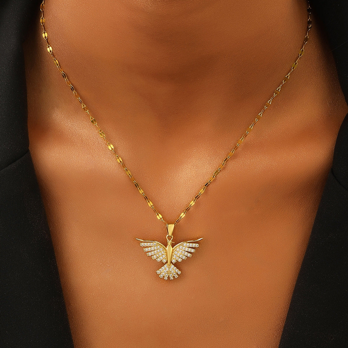 Necklace Women's Gold Inlaid Diamond Mesh Red