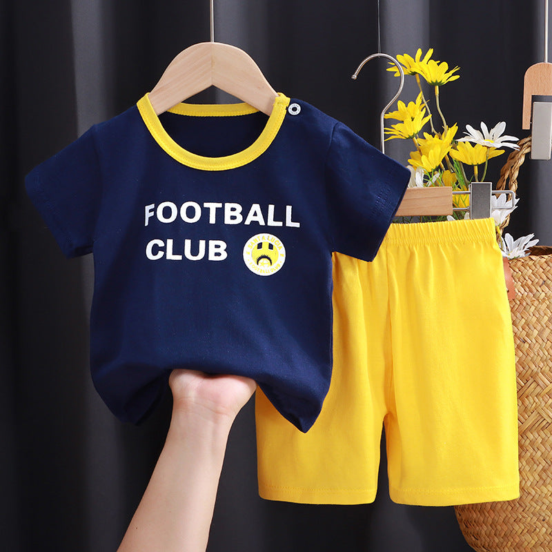 Children's Short-sleeved Suit Pure Cotton Clothing T-shirt Shorts Set