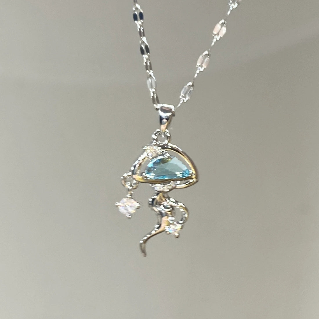 S925 Sterling Silver Blue Jellyfish Necklace
