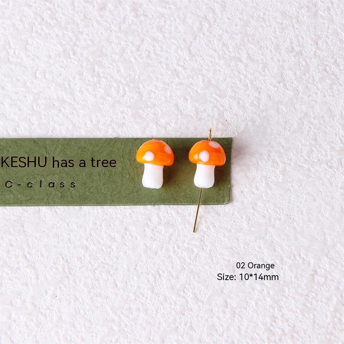 Colorful Glazed Small Mushroom Polka Dot Beaded Material Accessories