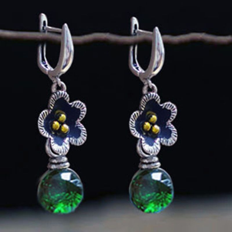 Handmade Ethnic Style Plum Long Earrings