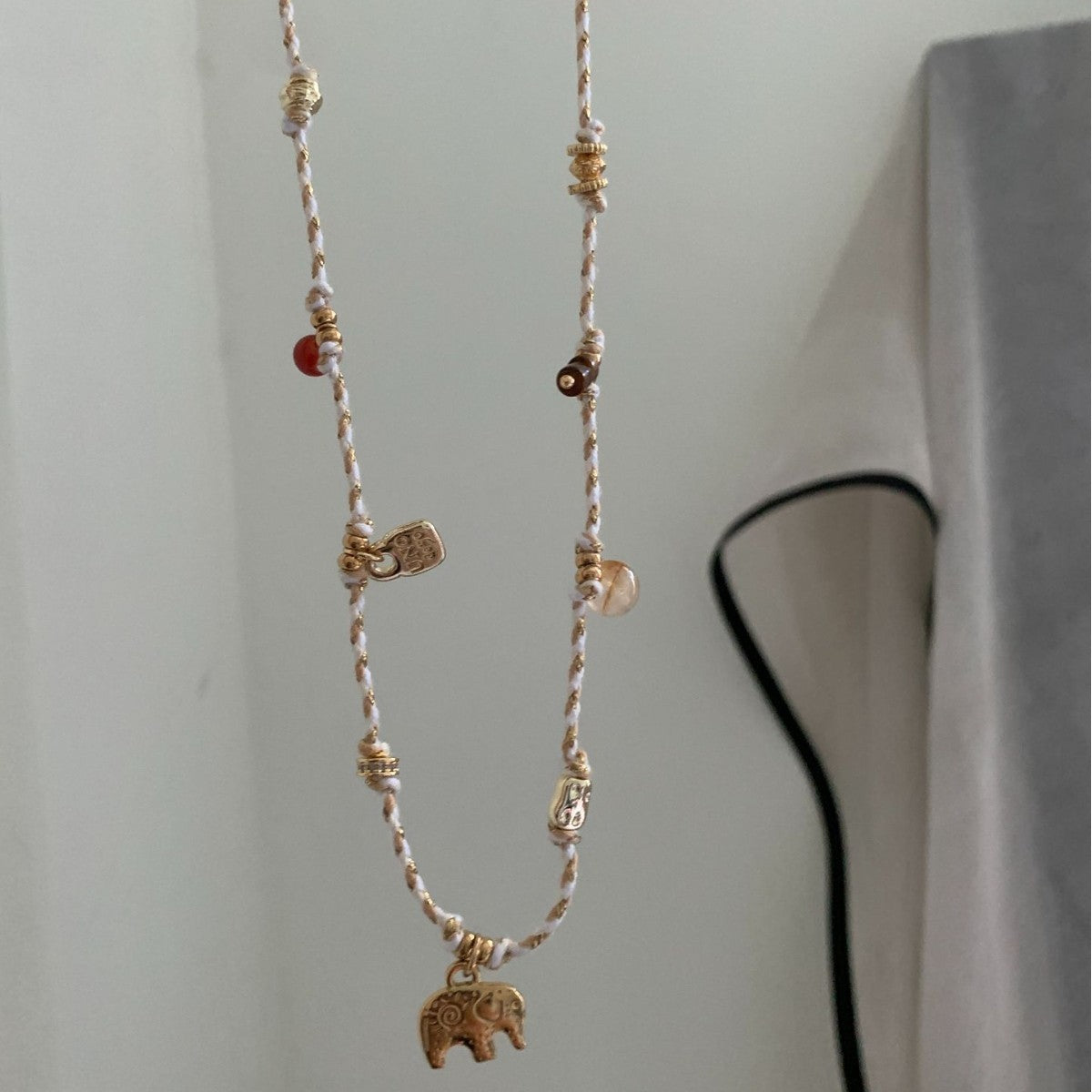 Natural Stone Beaded Necklace Sunrise Pendant Necklace Niche Design
