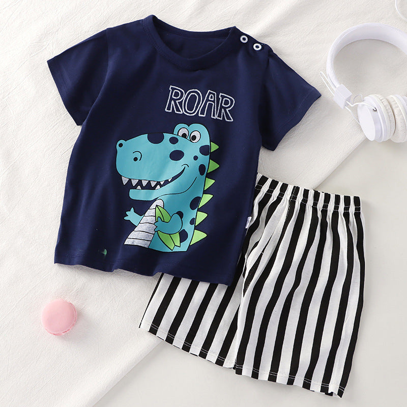 Children's Short-sleeved Suit Pure Cotton Clothing T-shirt Shorts Set