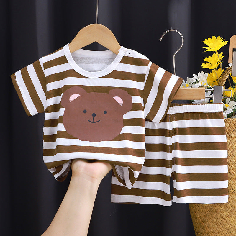 Children's Short-sleeved Suit Pure Cotton Clothing T-shirt Shorts Set