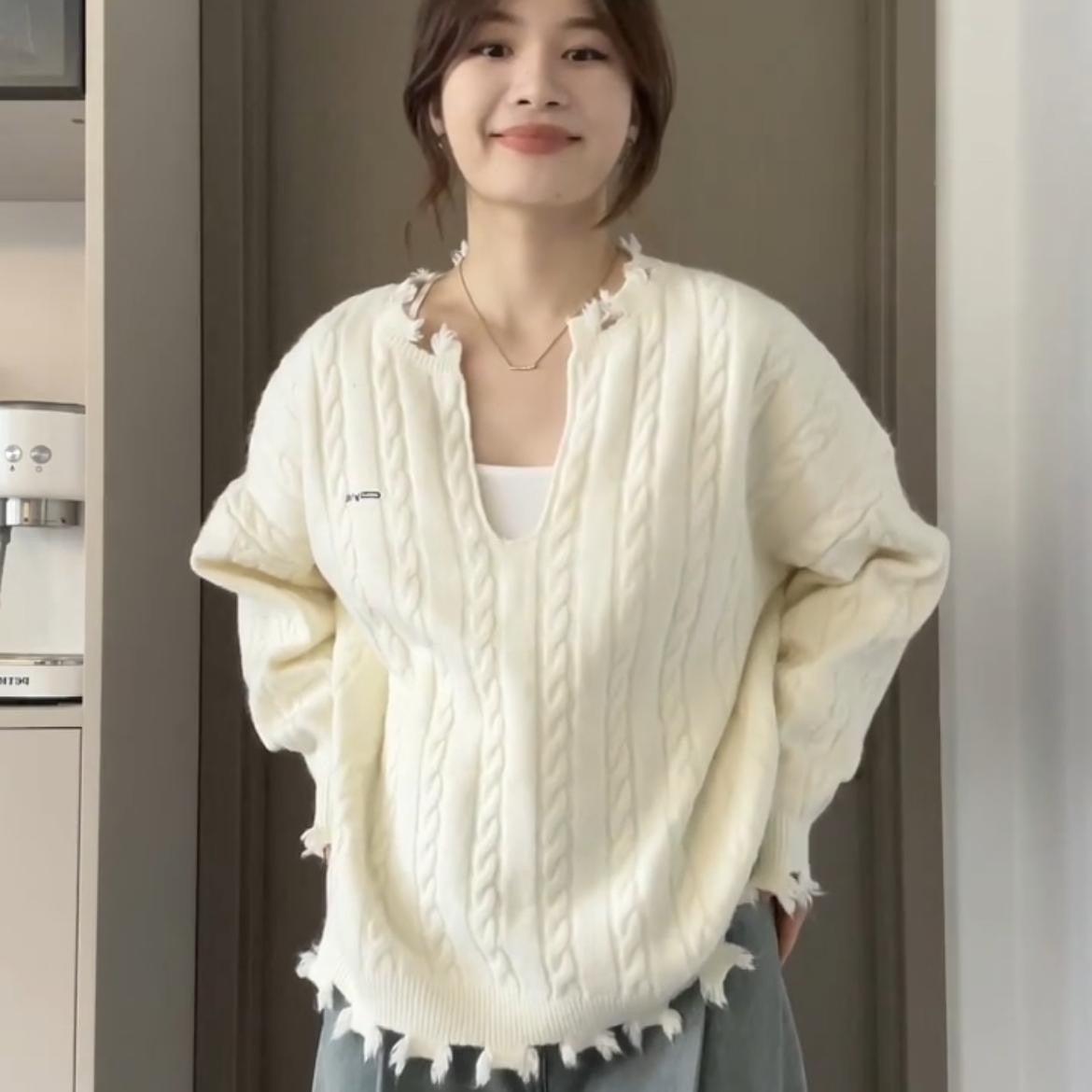 Korean Style Loose And Idle Knitwear Top