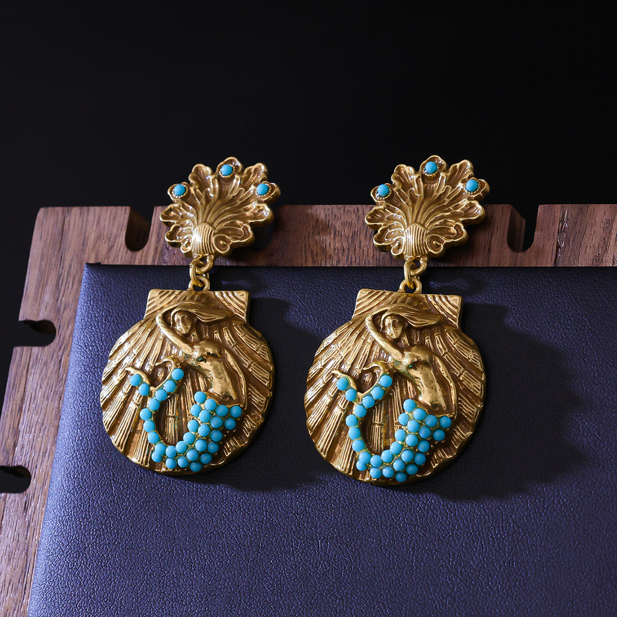 Mermaid Shell Eardrops Vintage Court Style Earrings