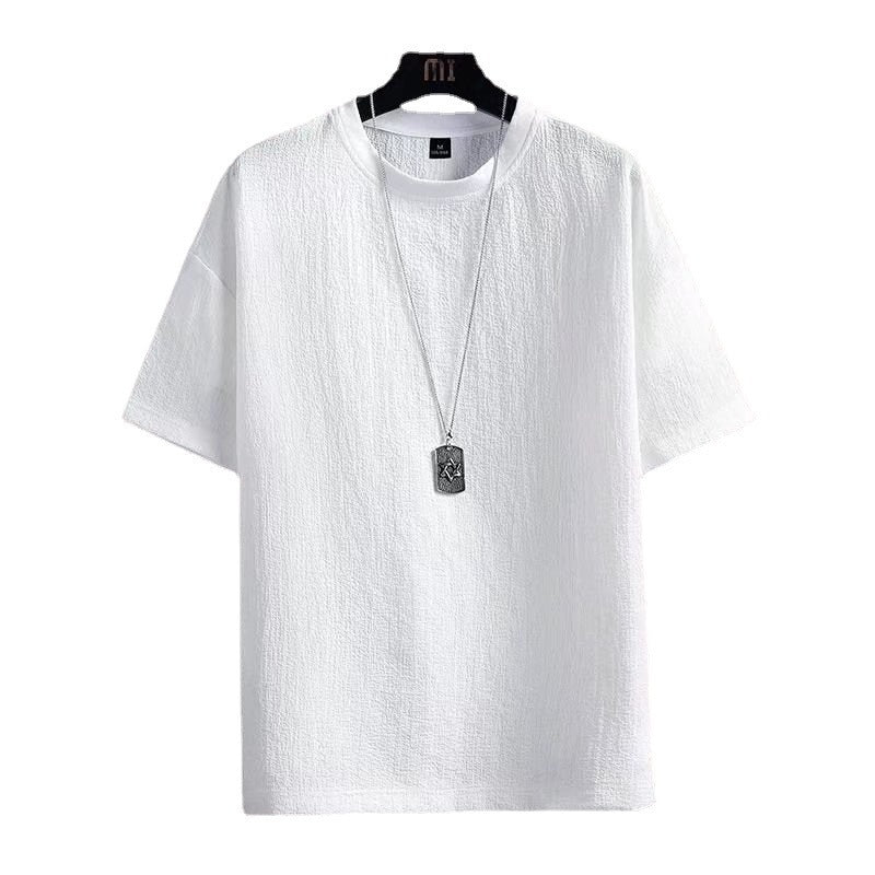 Summer New Men's Japanese Short Sleeve Round Neck Loose And Simple