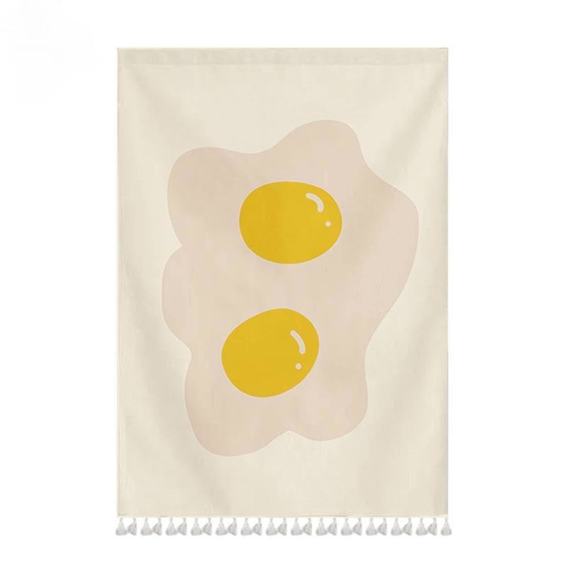 Cartoon Print Cabinet Curtains With Tassels Wardrobe Clothes Home Decor