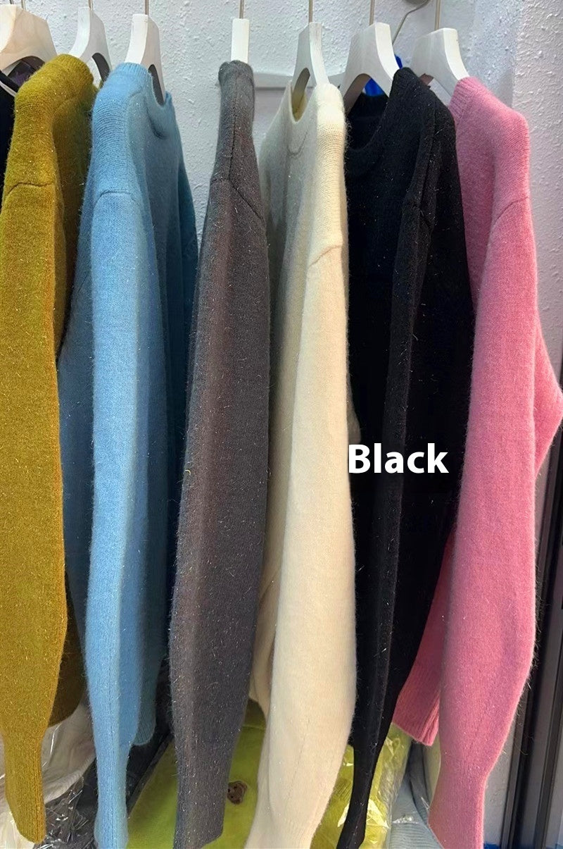 Soft Glutinous Fashion All-match Round Neck Long Sleeve Autumn And Winter