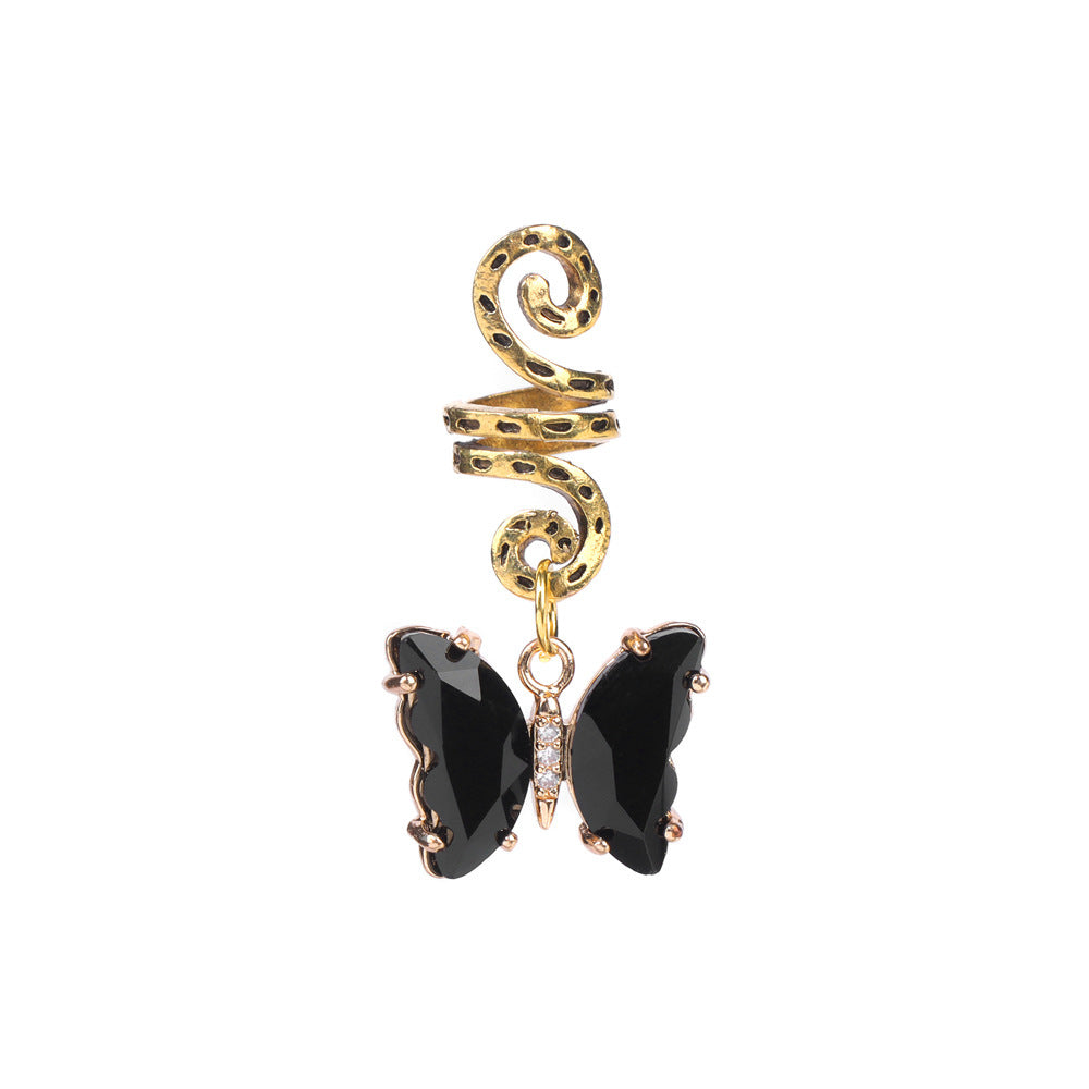 Dirty Braid Hair Buckle Hip Hop Rotating Hair Accessories Butterfly Crystal Pendant