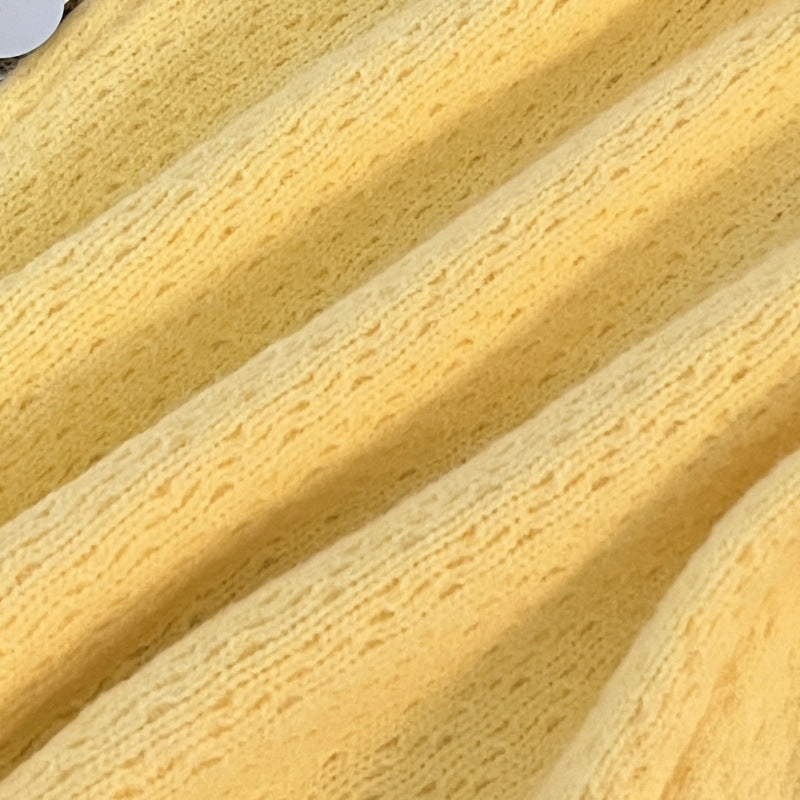 Women's Solid Color Loose-fitting Versatile Soft Yellow Sweater Coat