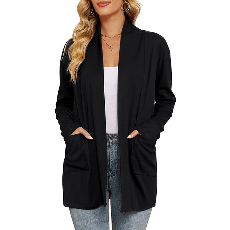 Women's Casual Loose Long Sleeve Pocket Cardigan