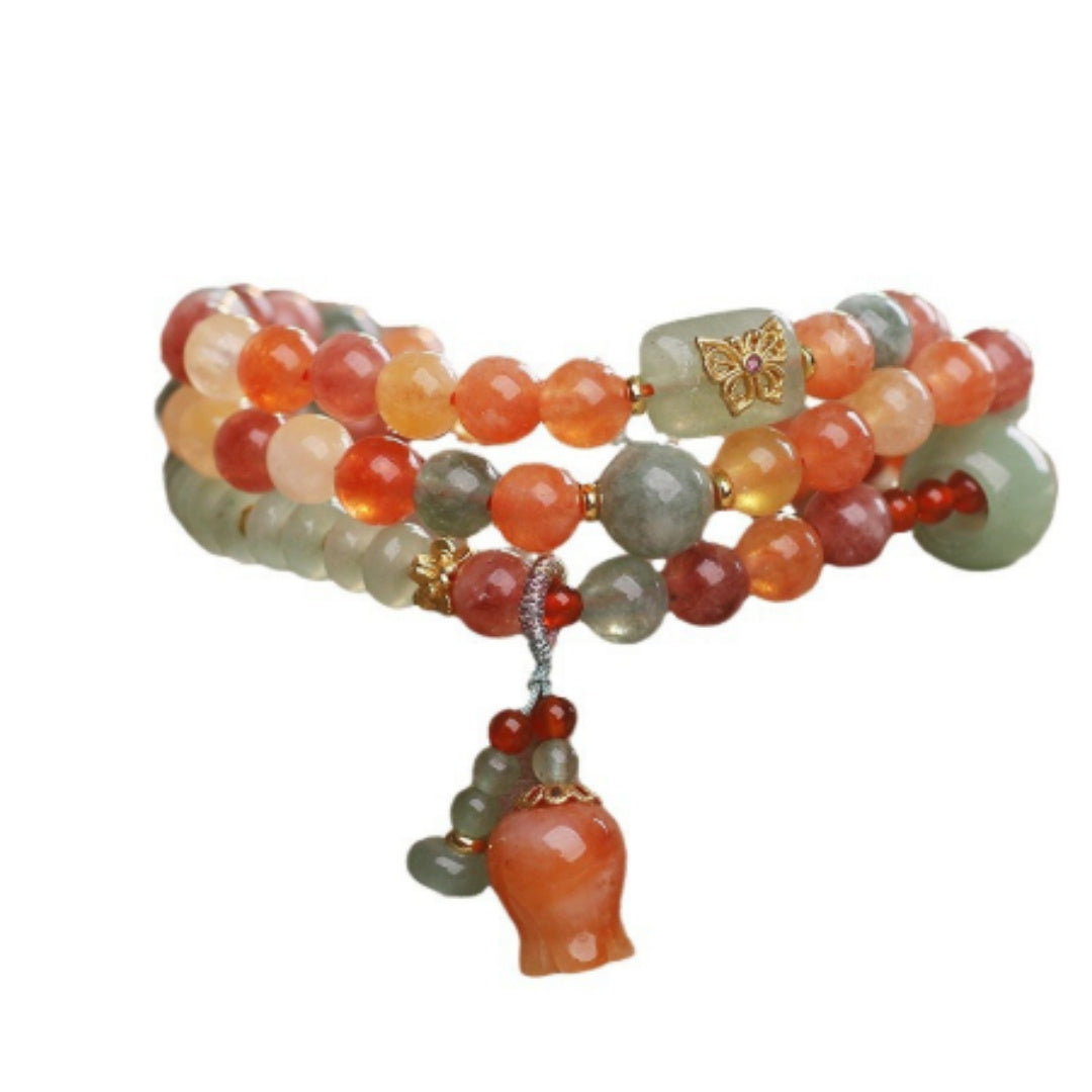 Natural Color Xinjiang Jinsi Jade Multi-Circle Bracelet Women