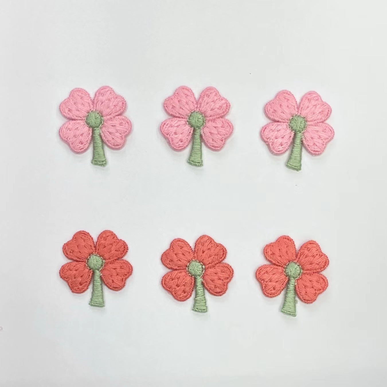 Four-Leaf Clover Embroidery Woven Small Flower Patch Cloth Sticker Accessories