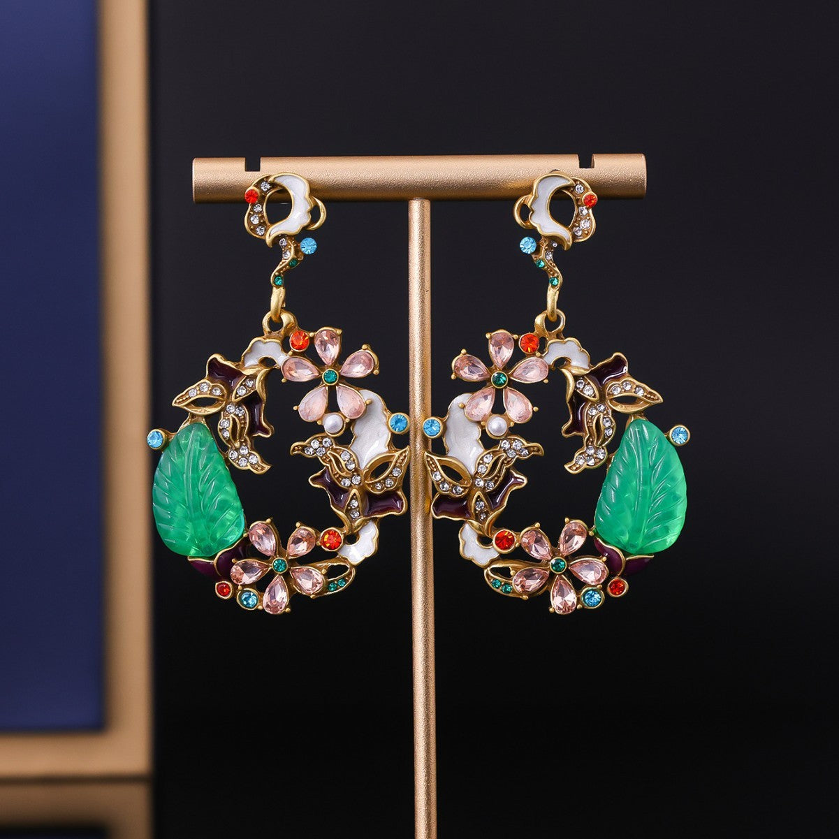 Light Luxury Distressed Earrings Artistic Advanced Diamond-embedded Resin Earrings