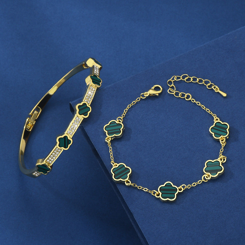 Five Petal Flower Brace Lace Bracelet Two-piece Set