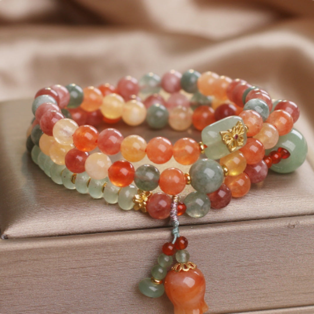 Natural Color Xinjiang Jinsi Jade Multi-Circle Bracelet Women
