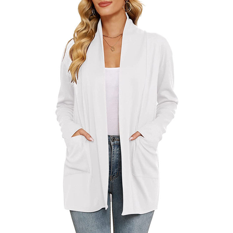 Women's Casual Loose Long Sleeve Pocket Cardigan