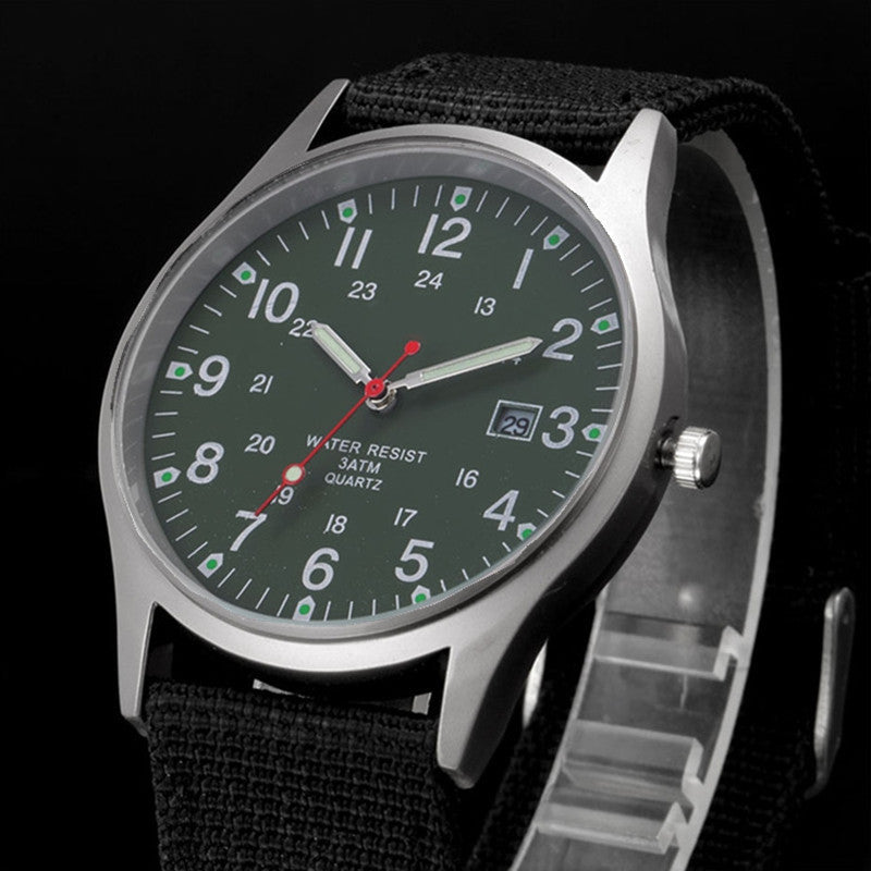 Watches Fabric Band Military Calendar Army Clock
