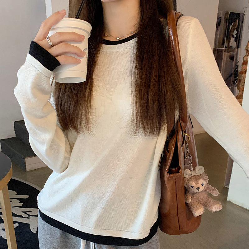 New Fake Two-piece Brushed Women's Long Sleeve