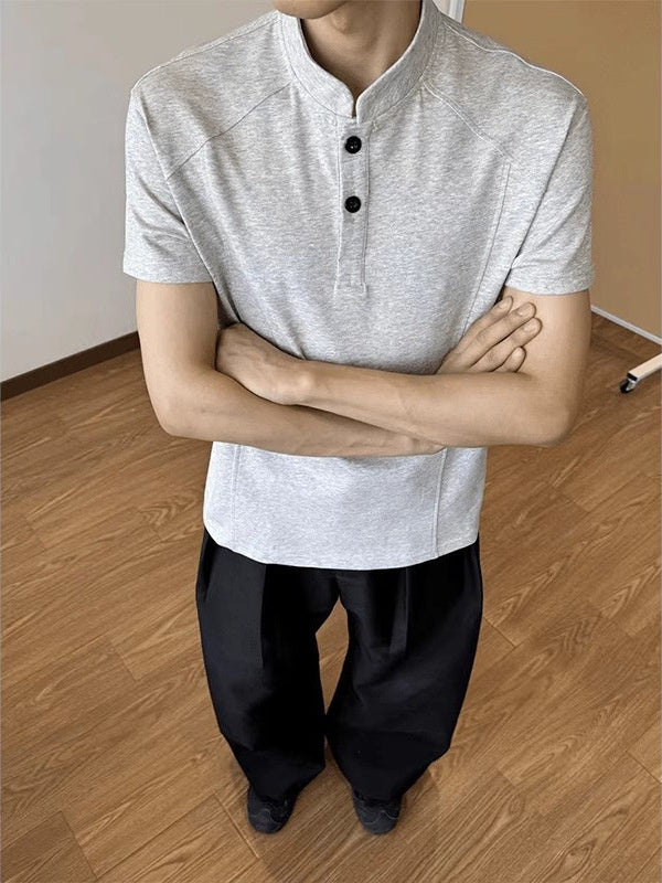 Shoulder Structure Patchwork Short-sleeved T-shirt
