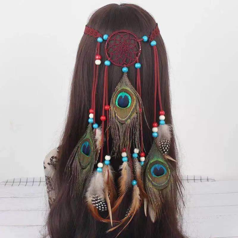 New Dreamcatcher Feather Hair Band Ethnic Style Flutter Dream Net Feather Headband Accessories