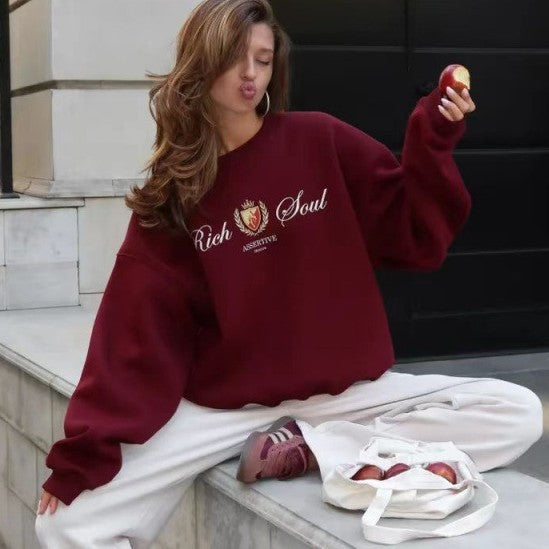 Fashion Printing Round-neck Pullover Women