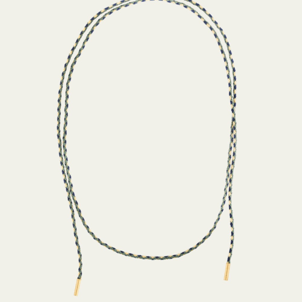 Braid Rope Emerald Pendant Twin Necklace