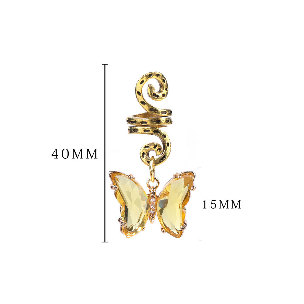 Dirty Braid Hair Buckle Hip Hop Rotating Hair Accessories Butterfly Crystal Pendant