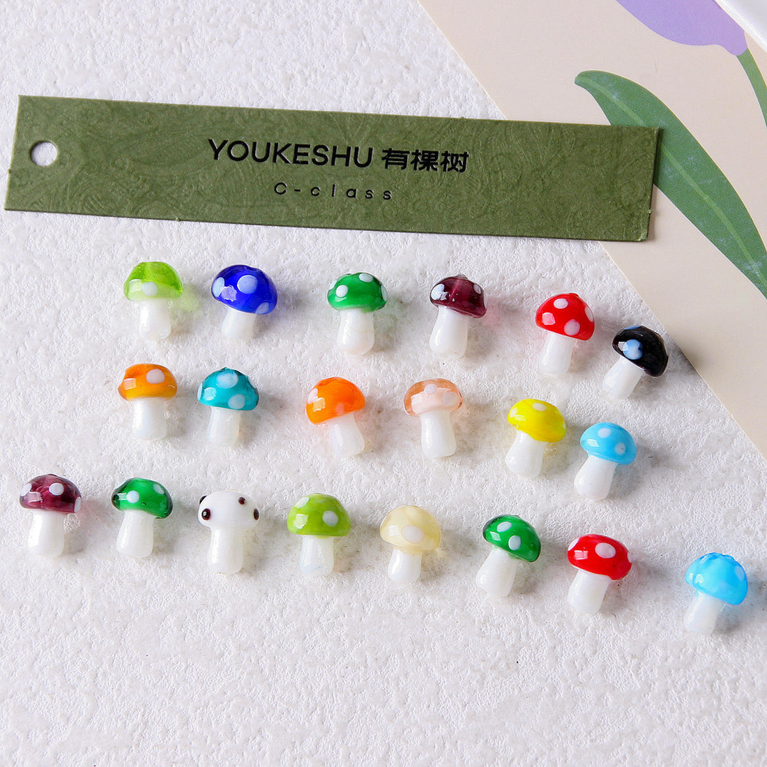 Colorful Glazed Small Mushroom Polka Dot Beaded Material Accessories