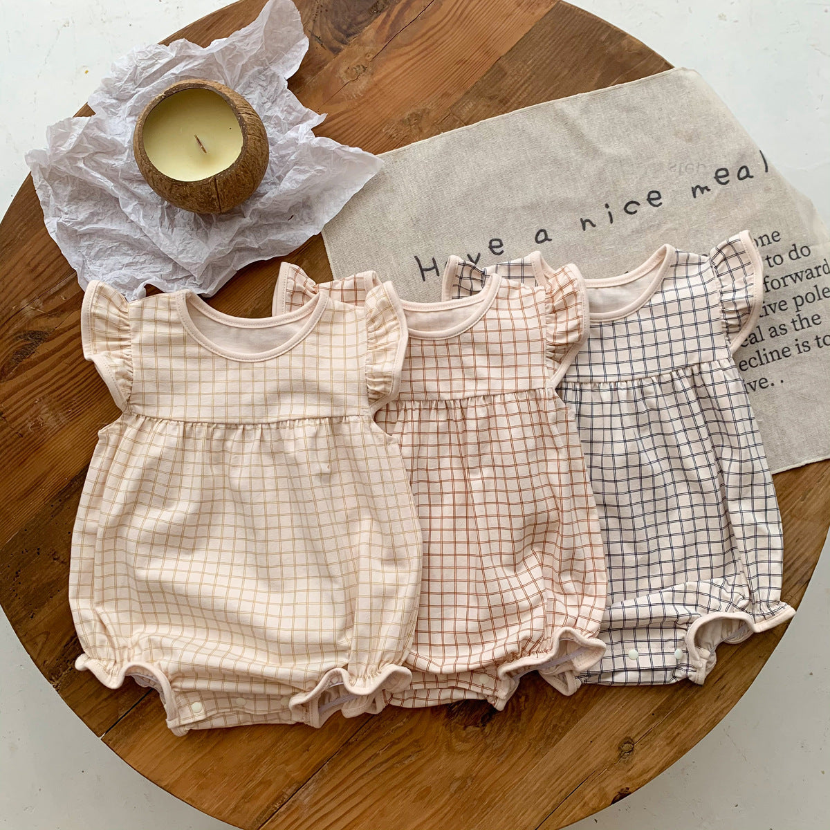 Children's Clothing Boys And Girls Plaid One-piece Romper