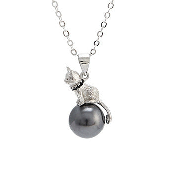 Cat Pendant 925 Sterling Silver Clavicle Necklace