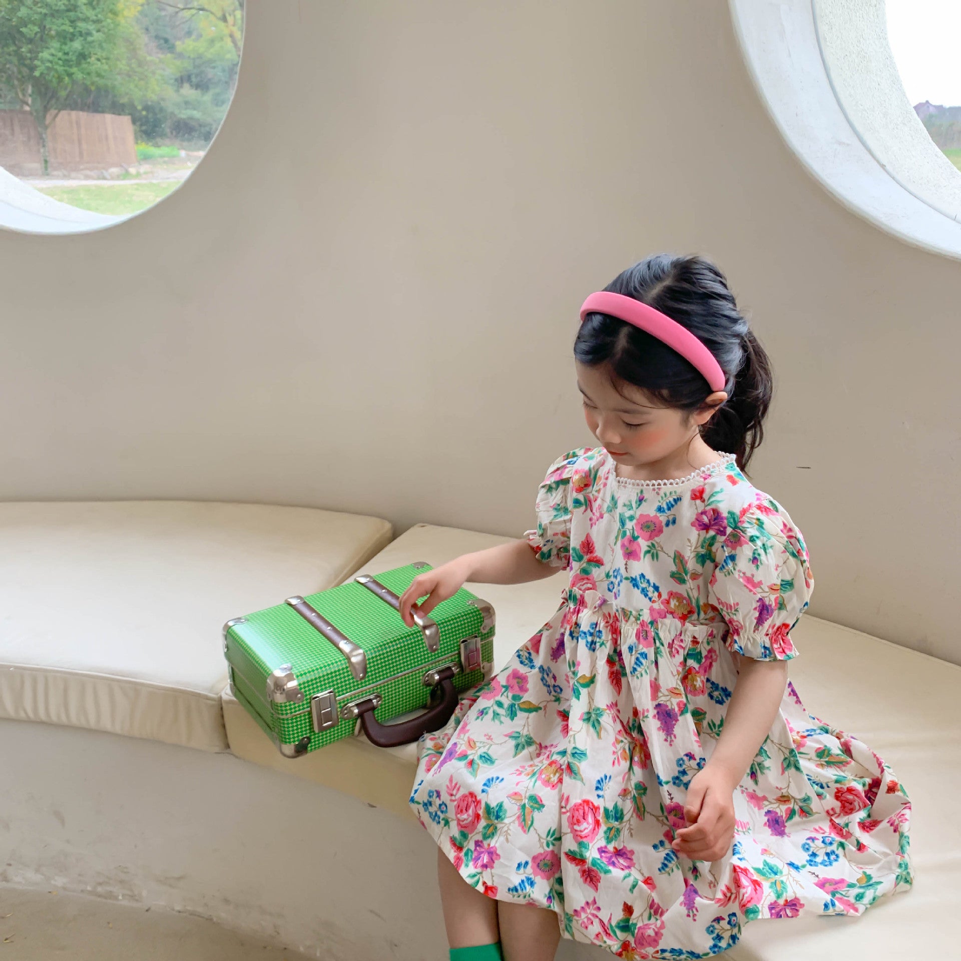 Children's Clothing Girl Princess Rose Flower Short Sleeve Dress