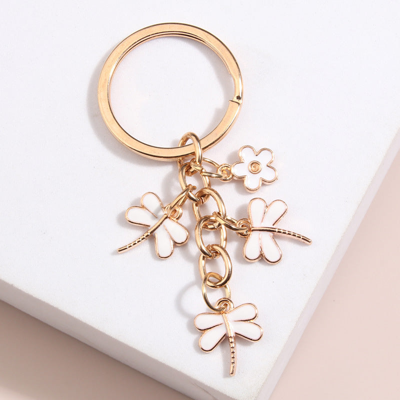 Handmade Dripping Oil Cute Little Bee Flower Keychain