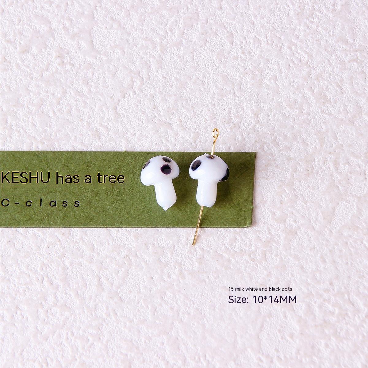 Colorful Glazed Small Mushroom Polka Dot Beaded Material Accessories