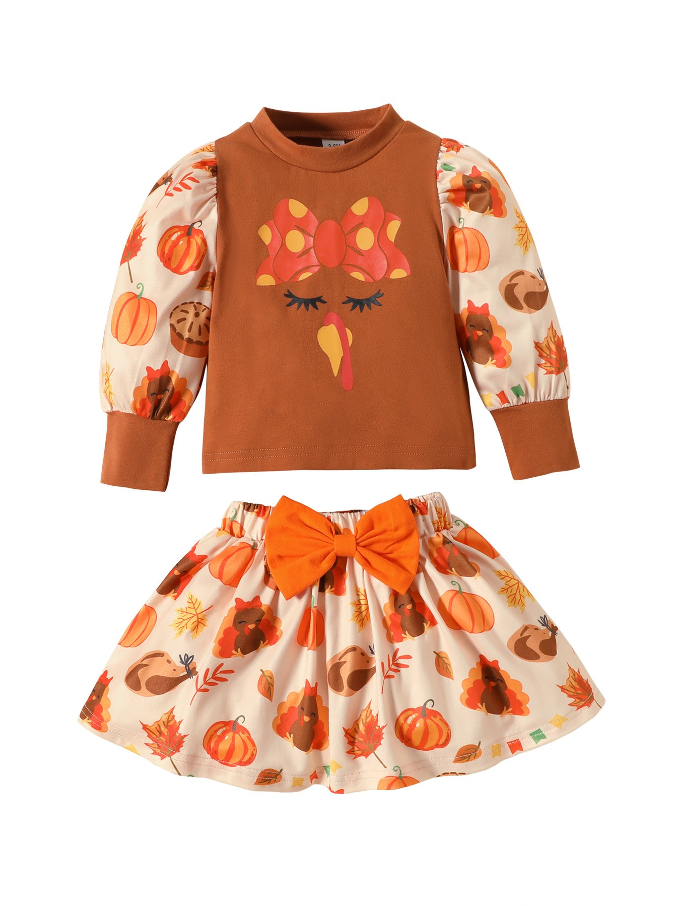 Children's Clothing Infant Suit Turkey Pumpkin Printed Two-piece Suit