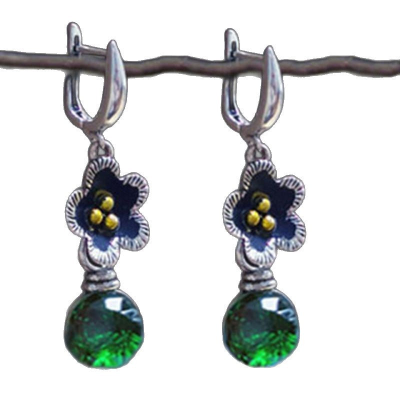 Handmade Ethnic Style Plum Long Earrings