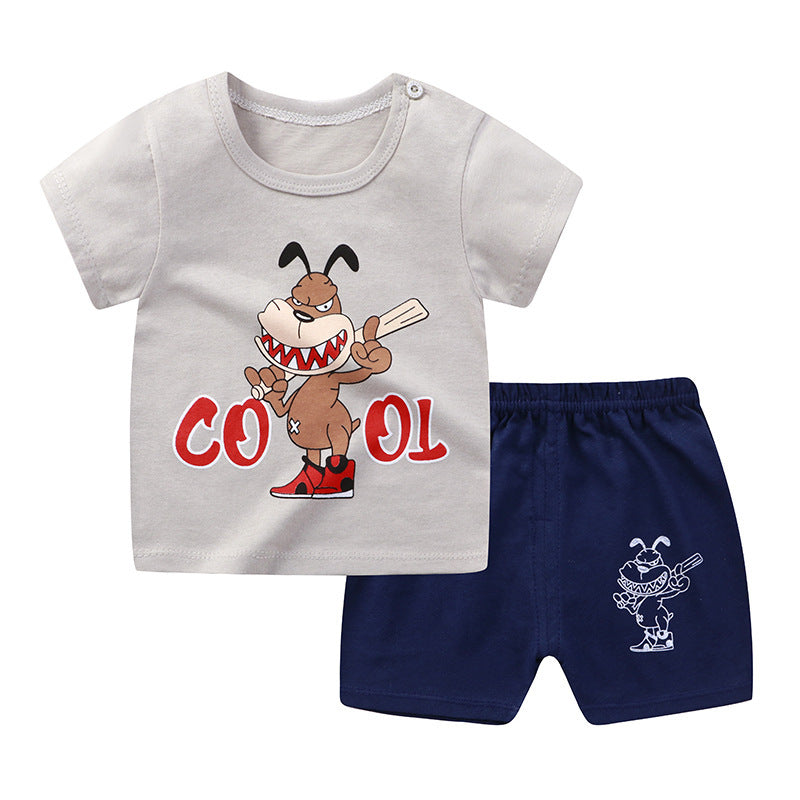 Children's Short-sleeved Suit Pure Cotton Clothing T-shirt Shorts Set