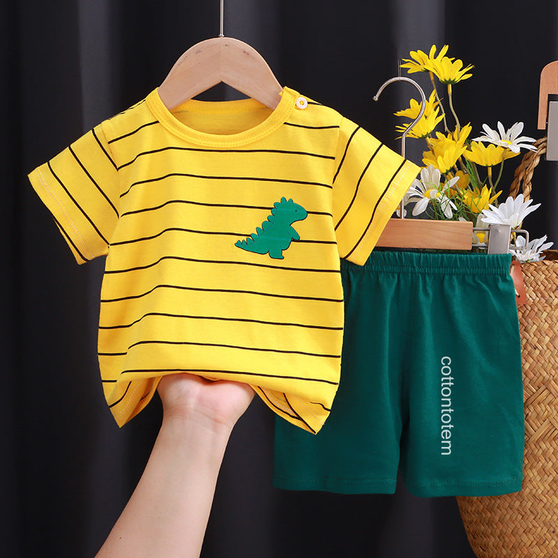 Children's Short-sleeved Suit Pure Cotton Clothing T-shirt Shorts Set