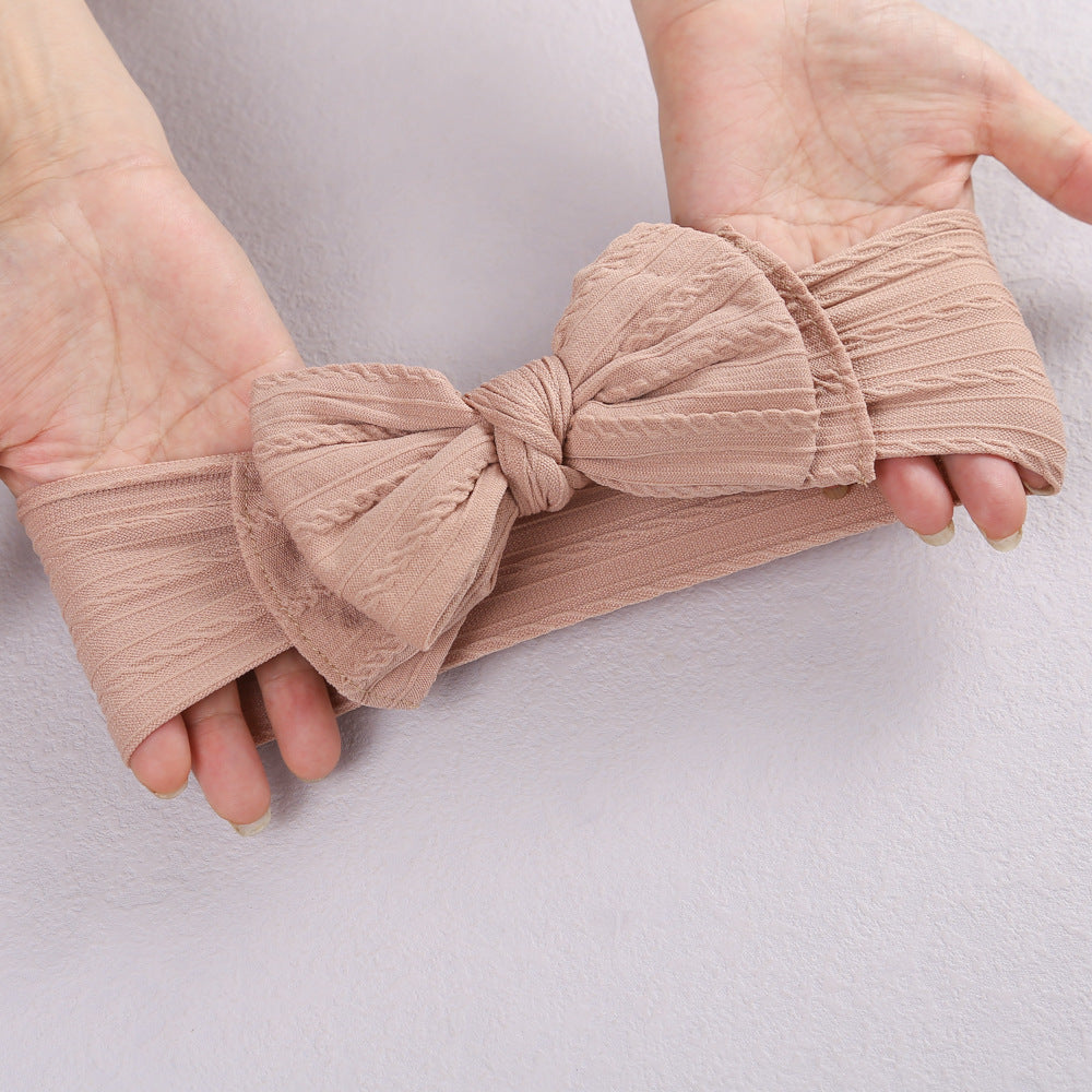 Children's Hair Accessories Jacquard Nylon Hair Band Double-layer Bow