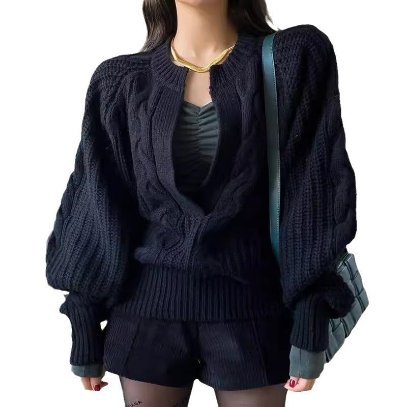Twill Knitted Pullover Loose Colorized Sweater