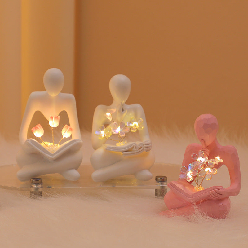 Silence Is The Golden Thinker Small Night Lamp Bouquet Handmade Ornaments Home Decor